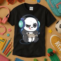 Cute Gaming Panda Video Game Computer Player Videogame PC Kids T-Shirt