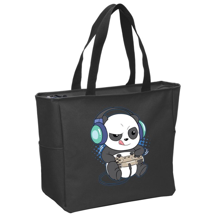 Cute Gaming Panda Video Game Computer Player Videogame PC Zip Tote Bag