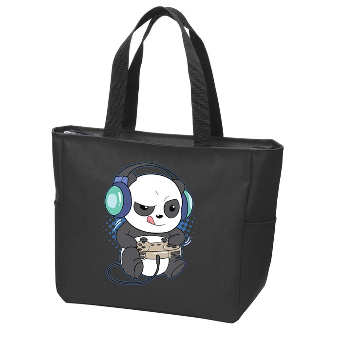 Cute Gaming Panda Video Game Computer Player Videogame PC Zip Tote Bag