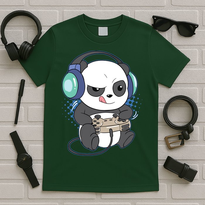 Cute Gaming Panda Video Game Computer Player Videogame PC T-Shirt