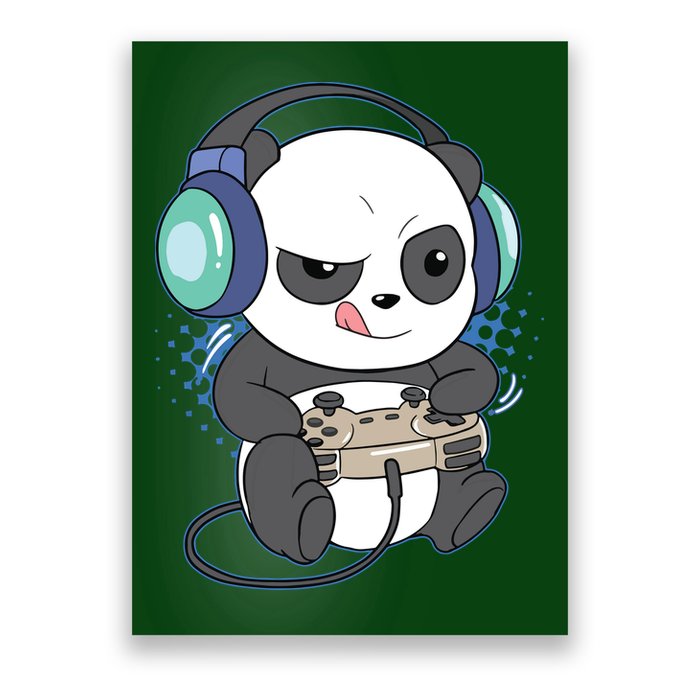 Cute Gaming Panda Video Game Computer Player Videogame PC Poster