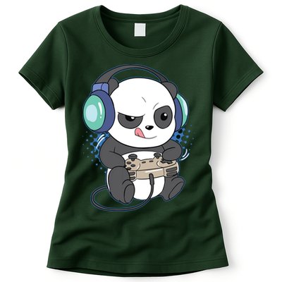 Cute Gaming Panda Video Game Computer Player Videogame PC Womens T-Shirt