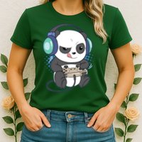 Cute Gaming Panda Video Game Computer Player Videogame PC Womens T-Shirt