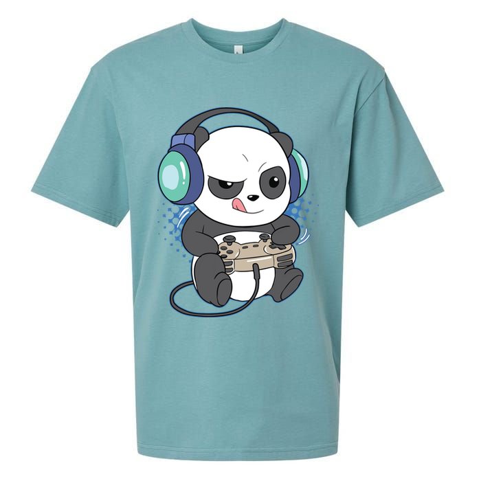Cute Gaming Panda Video Game Computer Player Videogame PC Sueded Cloud Jersey T-Shirt