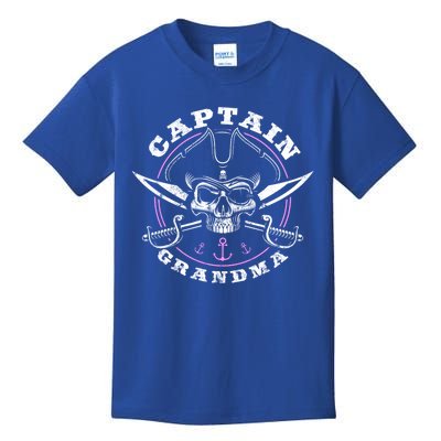 Captain Grandma Pirate Skull Funny Grandma Grandparents Day Gift Kids T-Shirt