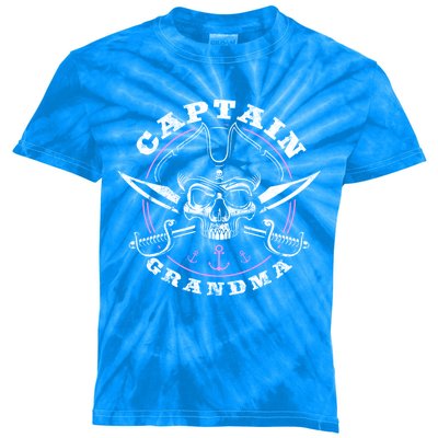 Captain Grandma Pirate Skull Funny Grandma Grandparents Day Gift Kids Tie-Dye T-Shirt