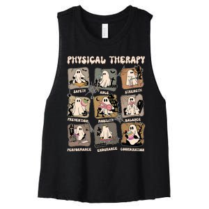 Cute Ghost Physical Therapy PT Physical Therapist Halloween Women's Racerback Cropped Tank