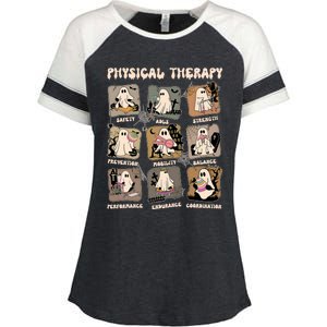 Cute Ghost Physical Therapy PT Physical Therapist Halloween Enza Ladies Jersey Colorblock Tee