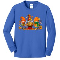 Cute Gnomes Pumpkin Fall Season Autumn Happy Thanksgiving Cute Gift Kids Long Sleeve Shirt