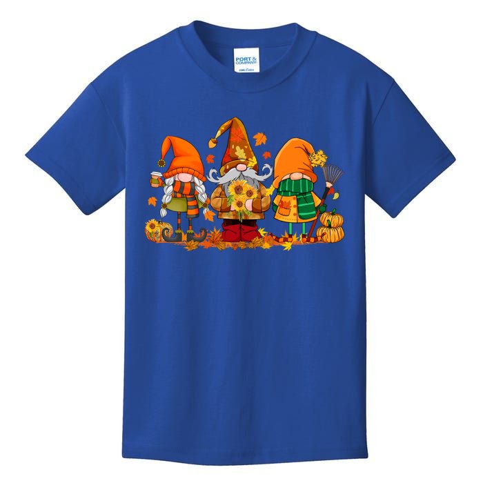 Cute Gnomes Pumpkin Fall Season Autumn Happy Thanksgiving Cute Gift Kids T-Shirt