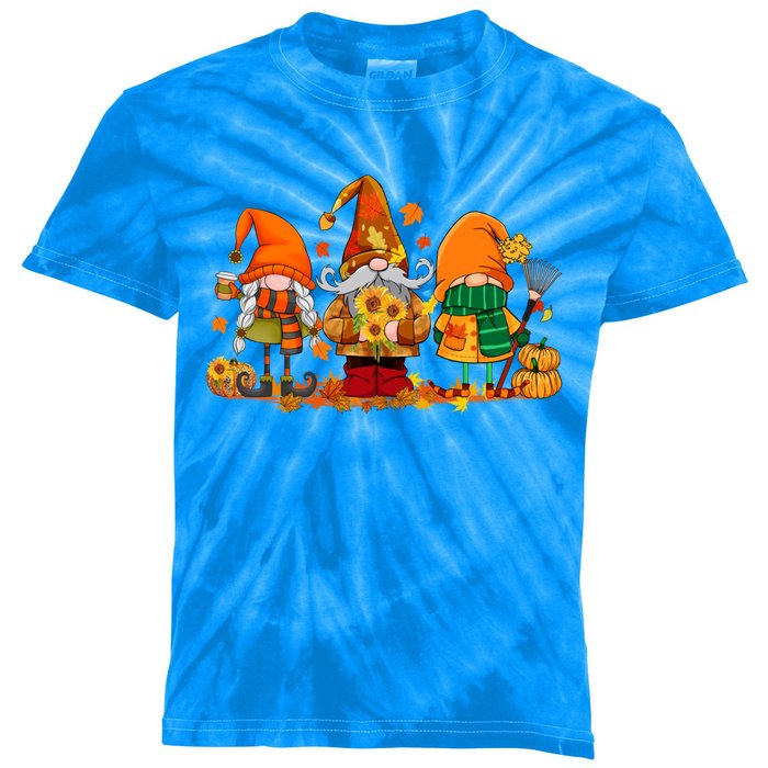 Cute Gnomes Pumpkin Fall Season Autumn Happy Thanksgiving Cute Gift Kids Tie-Dye T-Shirt