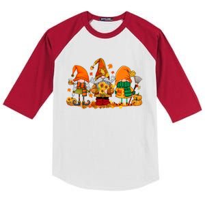 Cute Gnomes Pumpkin Fall Season Autumn Happy Thanksgiving Cute Gift Kids Colorblock Raglan Jersey