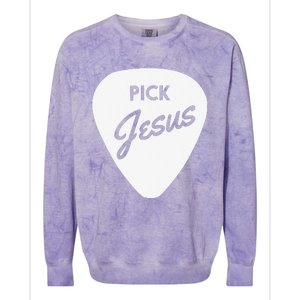 ChristianiTees Guitar Pick Jesus Colorblast Crewneck Sweatshirt