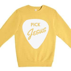 ChristianiTees Guitar Pick Jesus Premium Crewneck Sweatshirt