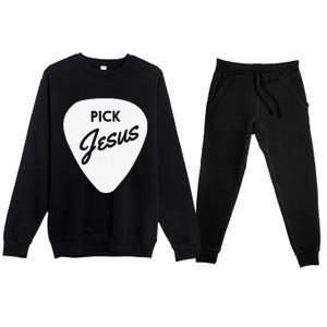 ChristianiTees Guitar Pick Jesus Premium Crewneck Sweatsuit Set