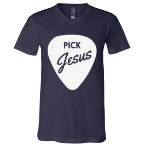 ChristianiTees Guitar Pick Jesus V-Neck T-Shirt