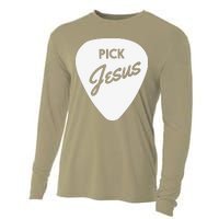 ChristianiTees Guitar Pick Jesus Cooling Performance Long Sleeve Crew