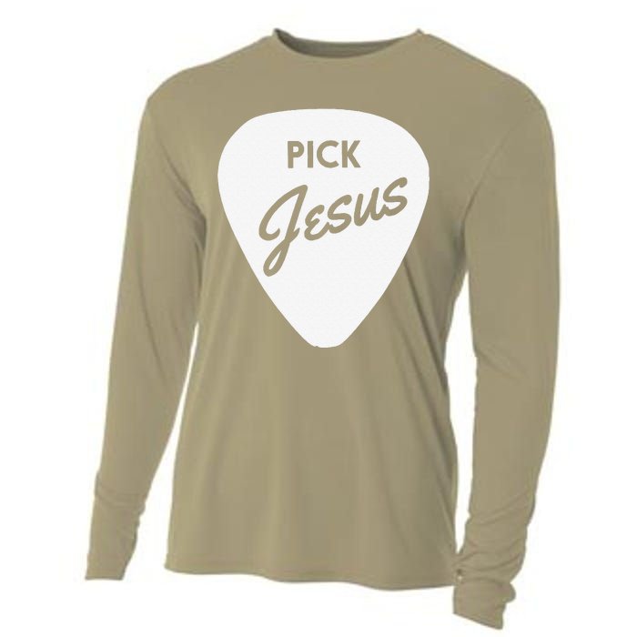 ChristianiTees Guitar Pick Jesus Cooling Performance Long Sleeve Crew