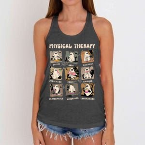 Cute Ghost Physical Therapy Pt Physical Therapist Halloween Women's Knotted Racerback Tank