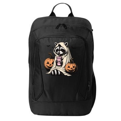 Cute Ghost Pumpkin Halloween Raccoon Costume Raccoon Lovers City Backpack