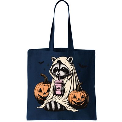 Cute Ghost Pumpkin Halloween Raccoon Costume Raccoon Lovers Tote Bag