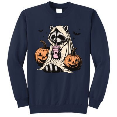 Cute Ghost Pumpkin Halloween Raccoon Costume Raccoon Lovers Tall Sweatshirt