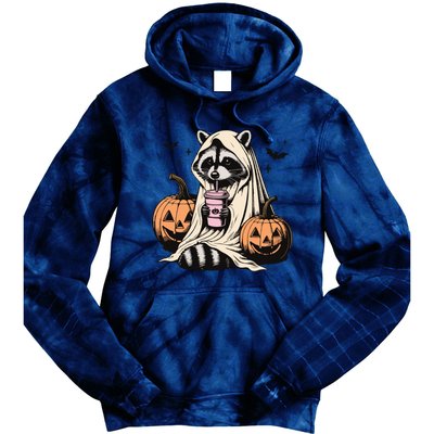 Cute Ghost Pumpkin Halloween Raccoon Costume Raccoon Lovers Tie Dye Hoodie