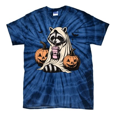 Cute Ghost Pumpkin Halloween Raccoon Costume Raccoon Lovers Tie-Dye T-Shirt