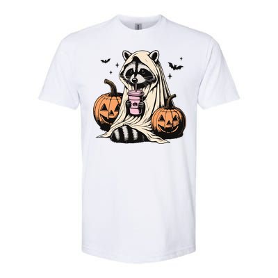 Cute Ghost Pumpkin Halloween Raccoon Costume Raccoon Lovers Softstyle CVC T-Shirt