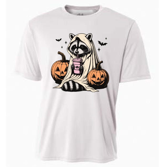 Cute Ghost Pumpkin Halloween Raccoon Costume Raccoon Lovers Cooling Performance Crew T-Shirt