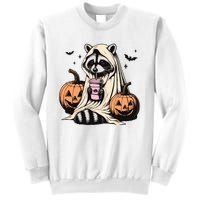 Cute Ghost Pumpkin Halloween Raccoon Costume Raccoon Lovers Sweatshirt