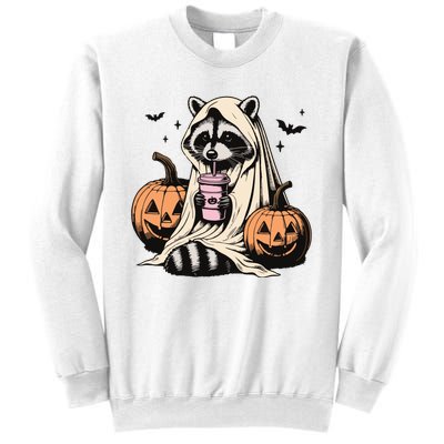 Cute Ghost Pumpkin Halloween Raccoon Costume Raccoon Lovers Sweatshirt