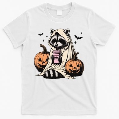 Cute Ghost Pumpkin Halloween Raccoon Costume Raccoon Lovers T-Shirt