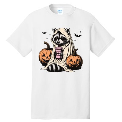 Cute Ghost Pumpkin Halloween Raccoon Costume Raccoon Lovers Tall T-Shirt