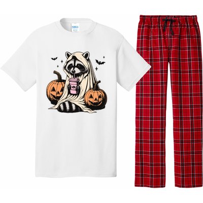 Cute Ghost Pumpkin Halloween Raccoon Costume Raccoon Lovers Pajama Set