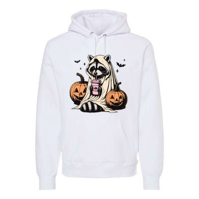 Cute Ghost Pumpkin Halloween Raccoon Costume Raccoon Lovers Premium Hoodie