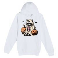 Cute Ghost Pumpkin Halloween Raccoon Costume Raccoon Lovers Premium Pullover Hoodie