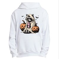 Cute Ghost Pumpkin Halloween Raccoon Costume Raccoon Lovers Urban Pullover Hoodie