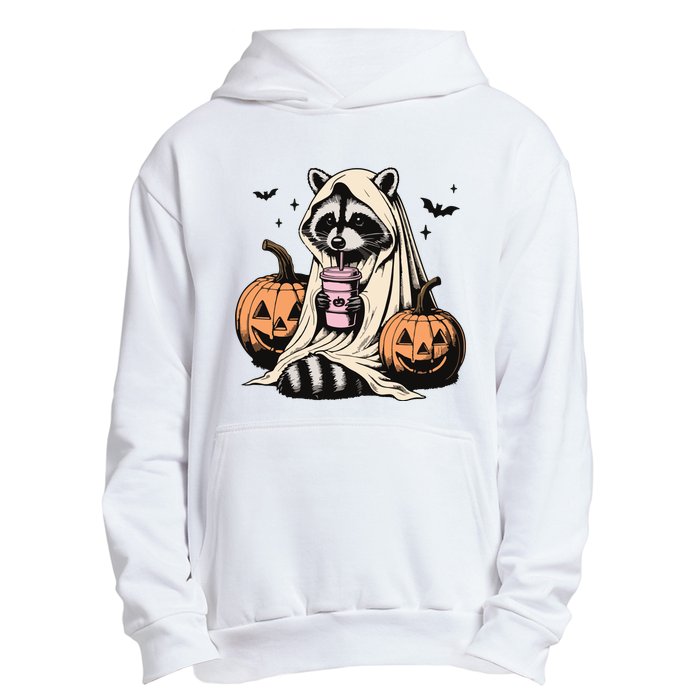 Cute Ghost Pumpkin Halloween Raccoon Costume Raccoon Lovers Urban Pullover Hoodie