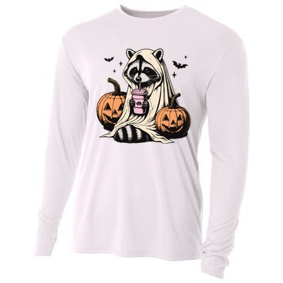 Cute Ghost Pumpkin Halloween Raccoon Costume Raccoon Lovers Cooling Performance Long Sleeve Crew