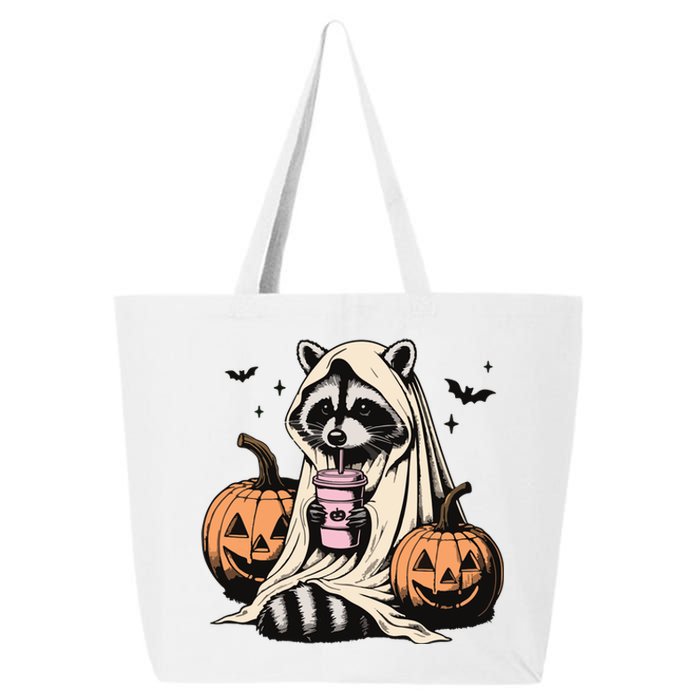 Cute Ghost Pumpkin Halloween Raccoon Costume Raccoon Lovers 25L Jumbo Tote