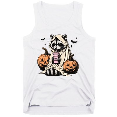 Cute Ghost Pumpkin Halloween Raccoon Costume Raccoon Lovers Tank Top