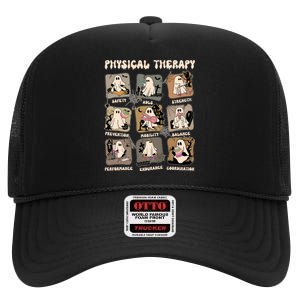 Cute Ghost Physical Therapy PT Physical Therapist Halloween High Crown Mesh Back Trucker Hat