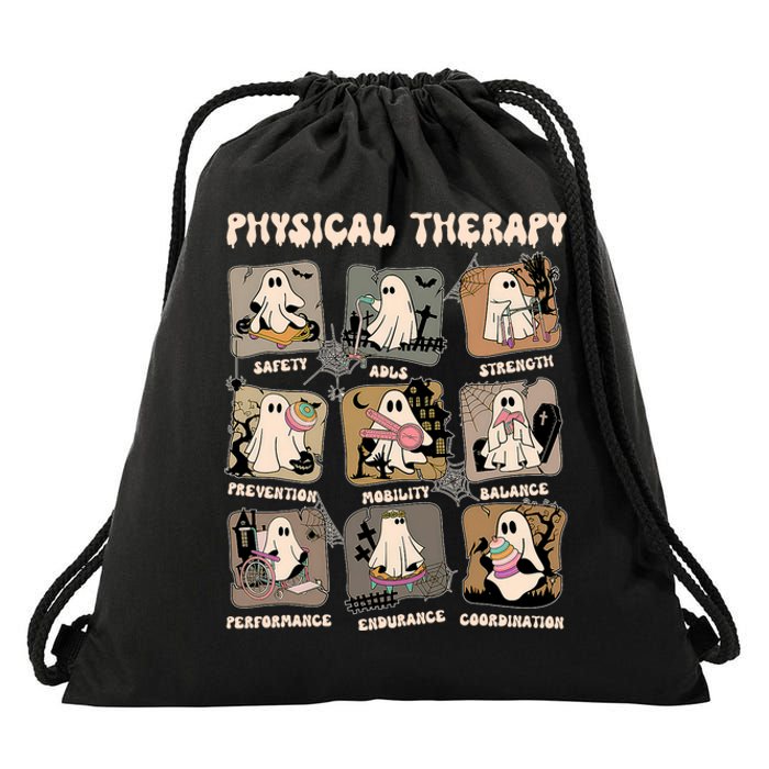 Cute Ghost Physical Therapy PT Physical Therapist Halloween Drawstring Bag