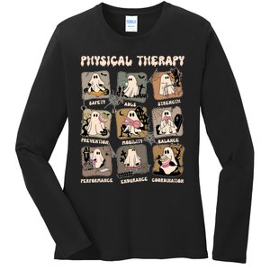 Cute Ghost Physical Therapy PT Physical Therapist Halloween Ladies Long Sleeve Shirt