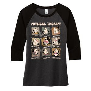 Cute Ghost Physical Therapy PT Physical Therapist Halloween Women's Tri-Blend 3/4-Sleeve Raglan Shirt