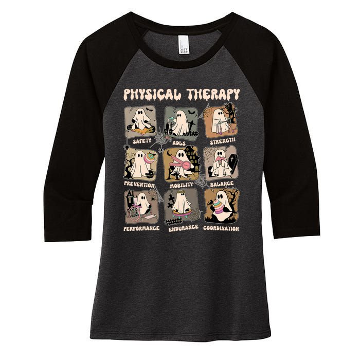 Cute Ghost Physical Therapy PT Physical Therapist Halloween Women's Tri-Blend 3/4-Sleeve Raglan Shirt