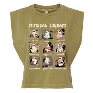 Cute Ghost Physical Therapy PT Physical Therapist Halloween Garment-Dyed Women's Muscle Tee