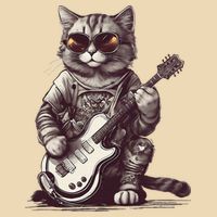 Cool Guitar Playing Cat with Glasses Band Rock Guitar Drawstring Bag