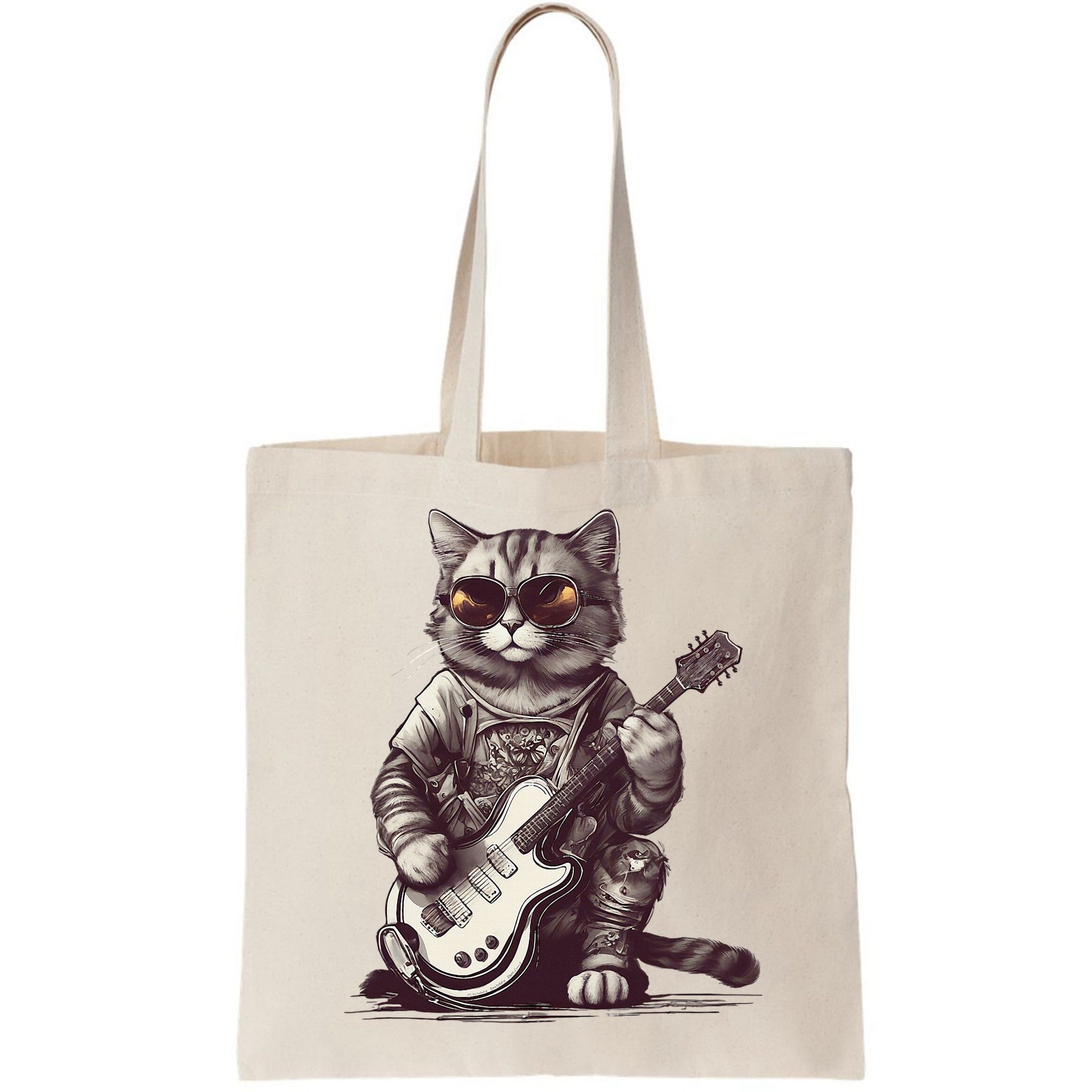Cool Guitar Playing Cat with Glasses Band Rock Guitar Bag